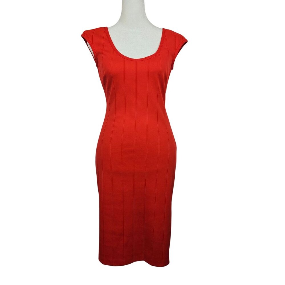 Joseph Ribkoff Dress 6 Hot Red Bodycon Minimalist Party Summer Romantic‎ Sexy